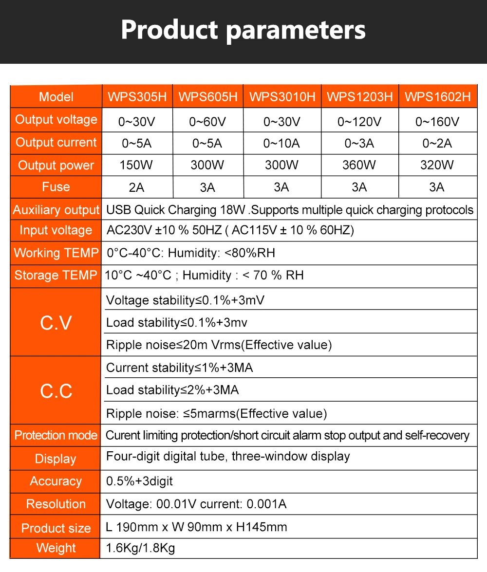 Programmable DC Power Supply WPS3010H Laboratory Maintenance Workbench  30V 10A Voltage Current Regulator AC 220V 110V