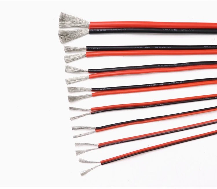 Super Soft 2 Pin Black Red Silicone Cable 28awg 26 24 22 20 18 16 14 12awg 10awg 8awg High Temperature Resistant Copper Wire