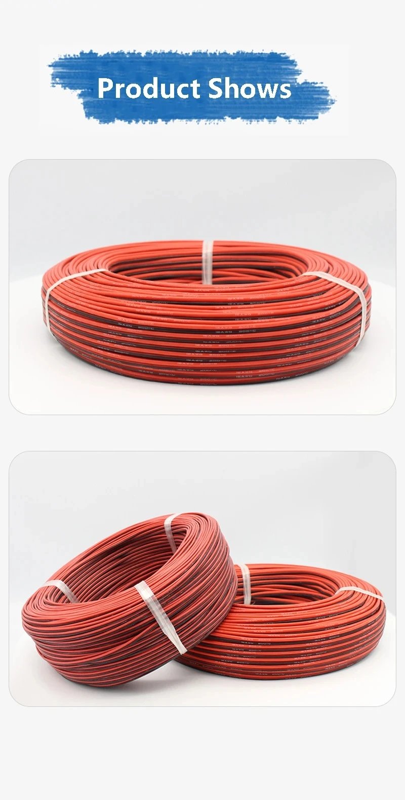 Super Soft 2 Pin Black Red Silicone Cable 28awg 26 24 22 20 18 16 14 12awg 10awg 8awg High Temperature Resistant Copper Wire