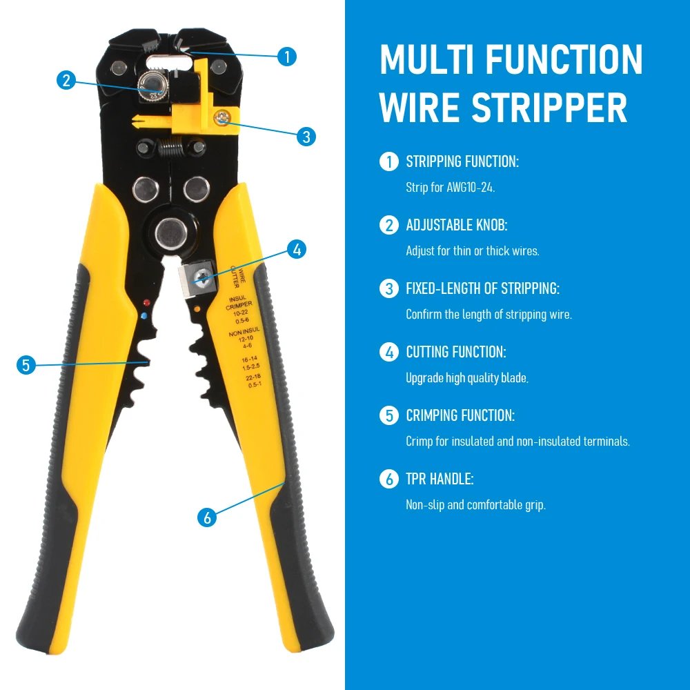Crimper Cable Cutter Adjustable Automatic Wire Stripper Multifunctional Stripping Crimping Pliers Terminal Hand Tool Crimper Cable Cutter Adjustable Automatic Wire Stripper Multifunctional Stripping Crimping Pliers Terminal Hand Tool