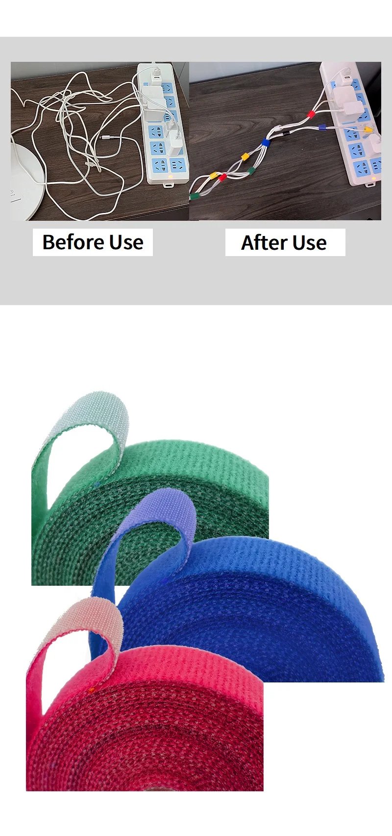 2/10M Cable Ties Reusable Loop Bundle Self Adhesive Fastener DIY Accessories Nylon Strap Organizer Clip Wire Holder Management