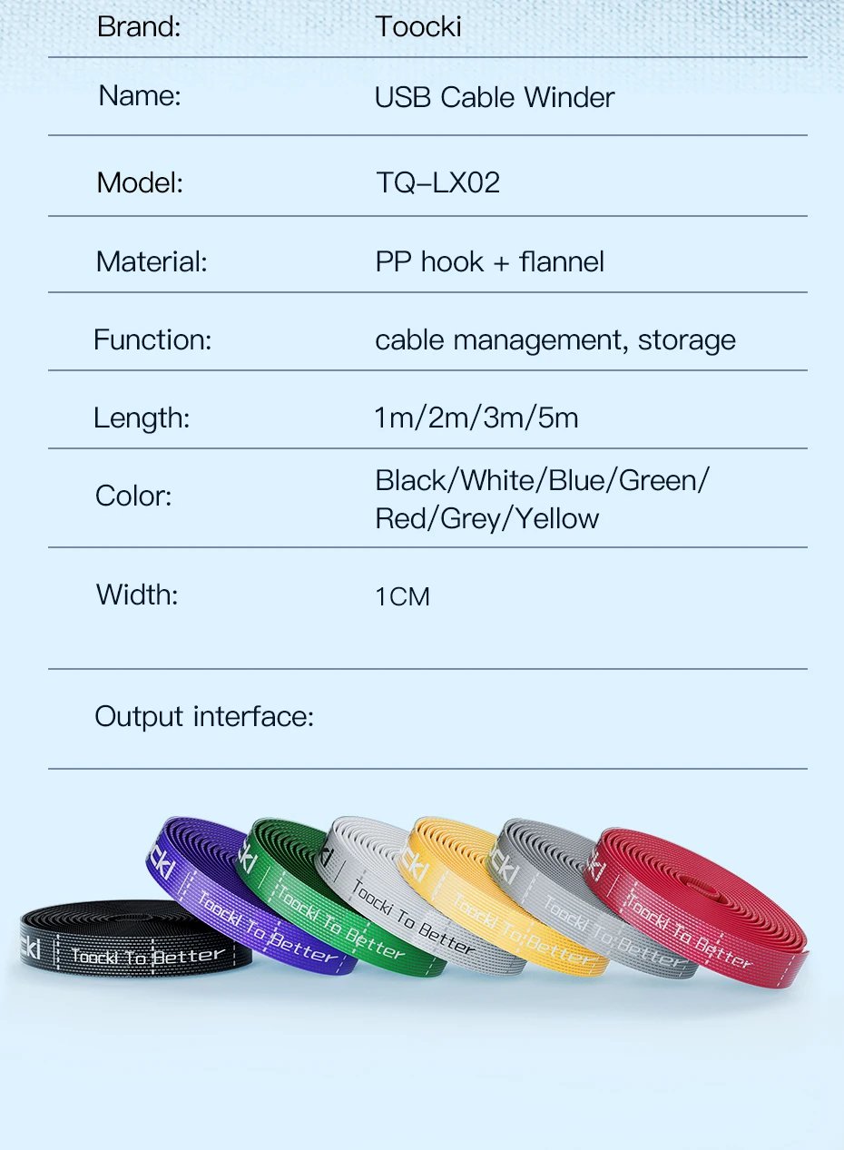Toocki Cable Organizer Cable Management Tearable Organizador Cables Winder Ties Phone Accessories Wire Cord Organizer And Cables