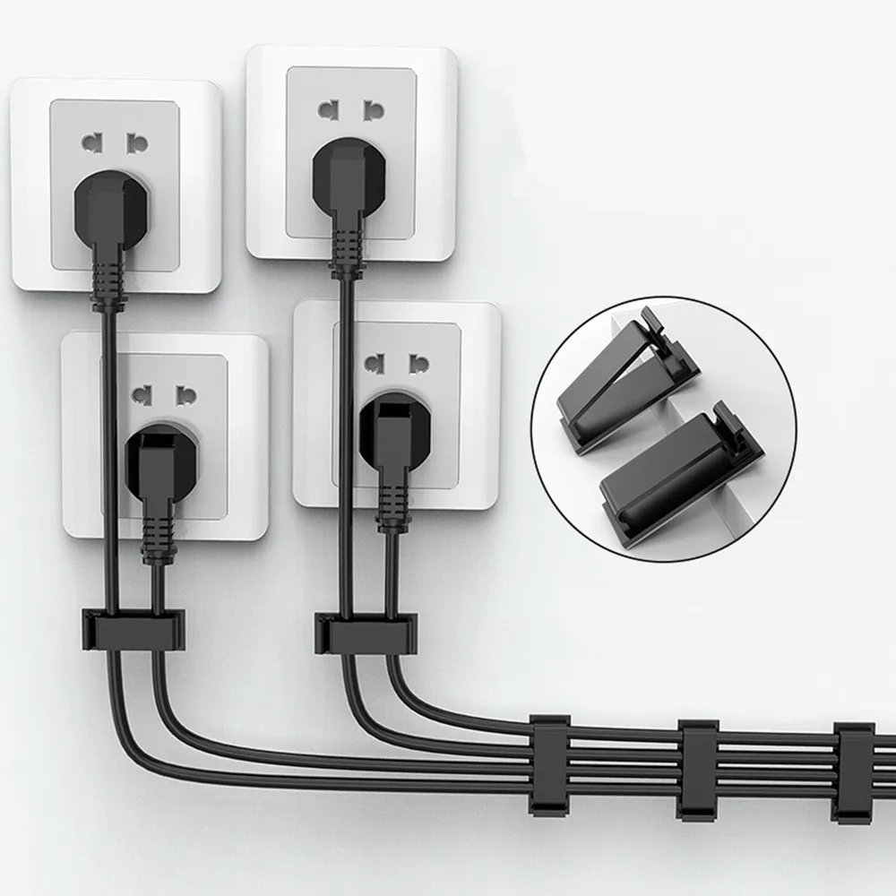Cable Clips Self Adhesive Cord Management Black Wire Holder Organizer Clamp Self-adhesive Car Wire Clip Accessories