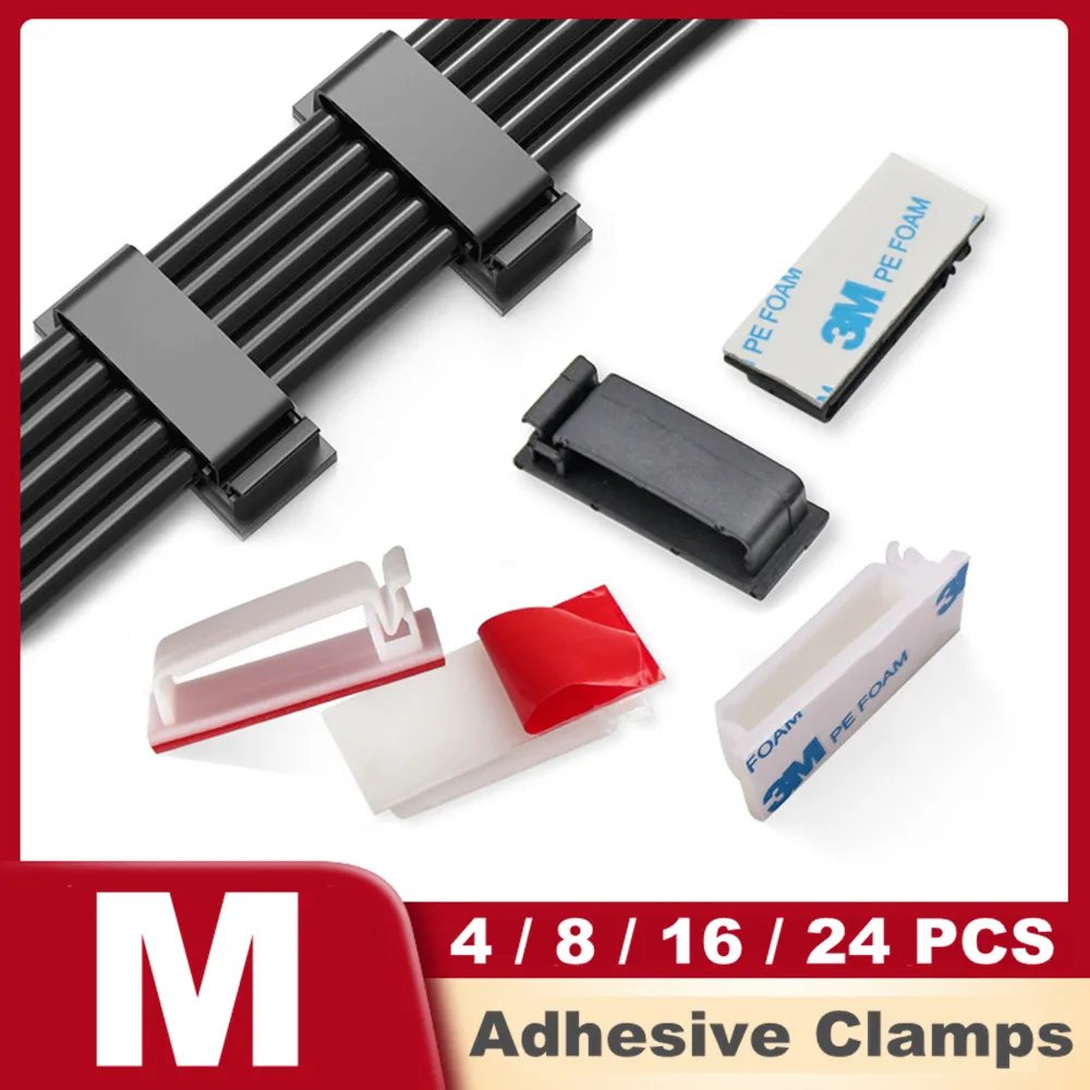 Cable Clips Self Adhesive Cord Management Black Wire Holder Organizer Clamp Self-adhesive Car Wire Clip Accessories
