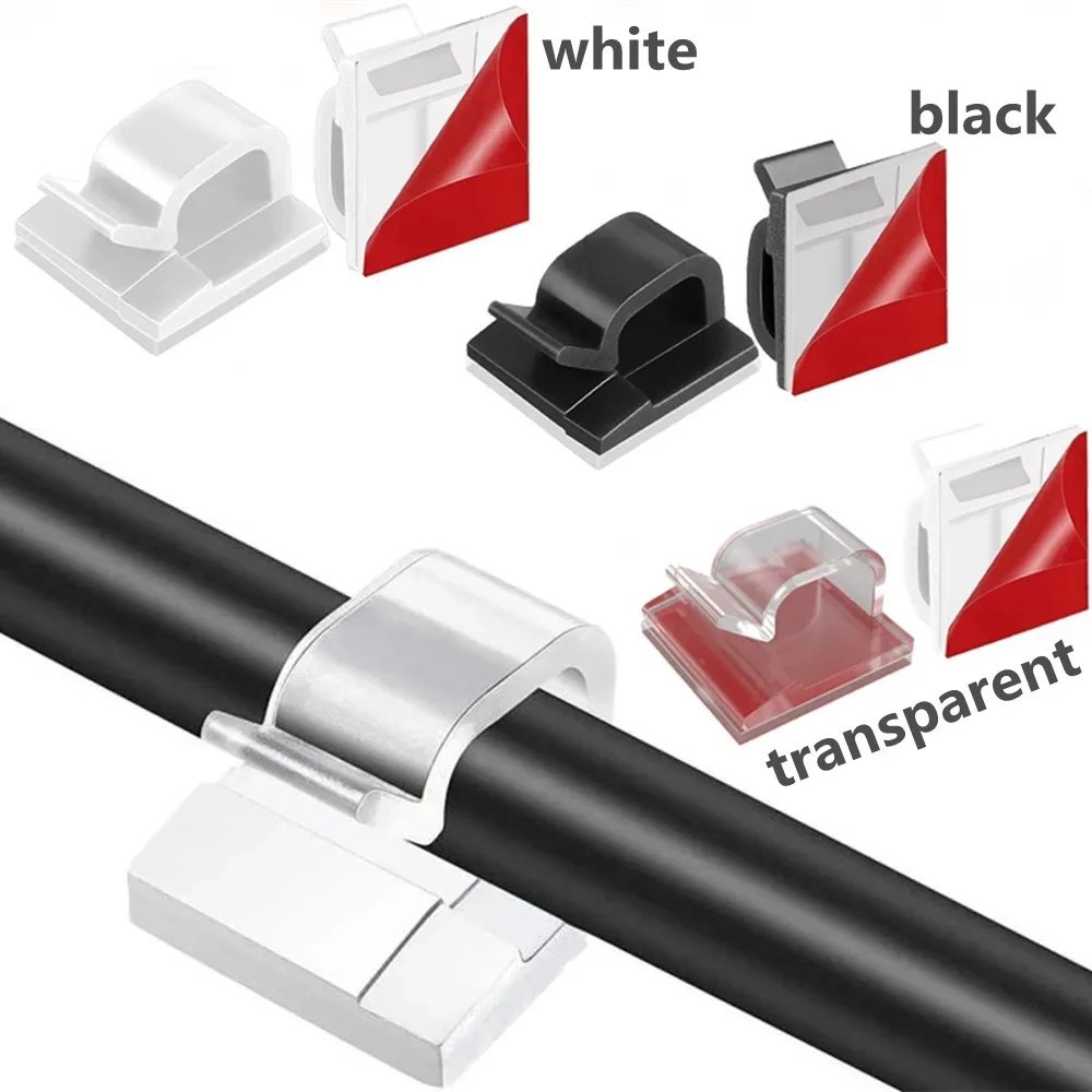 Cable Clips Self Adhesive Cord Management Black Wire Holder Organizer Clamp Self-adhesive Car Wire Clip Accessories