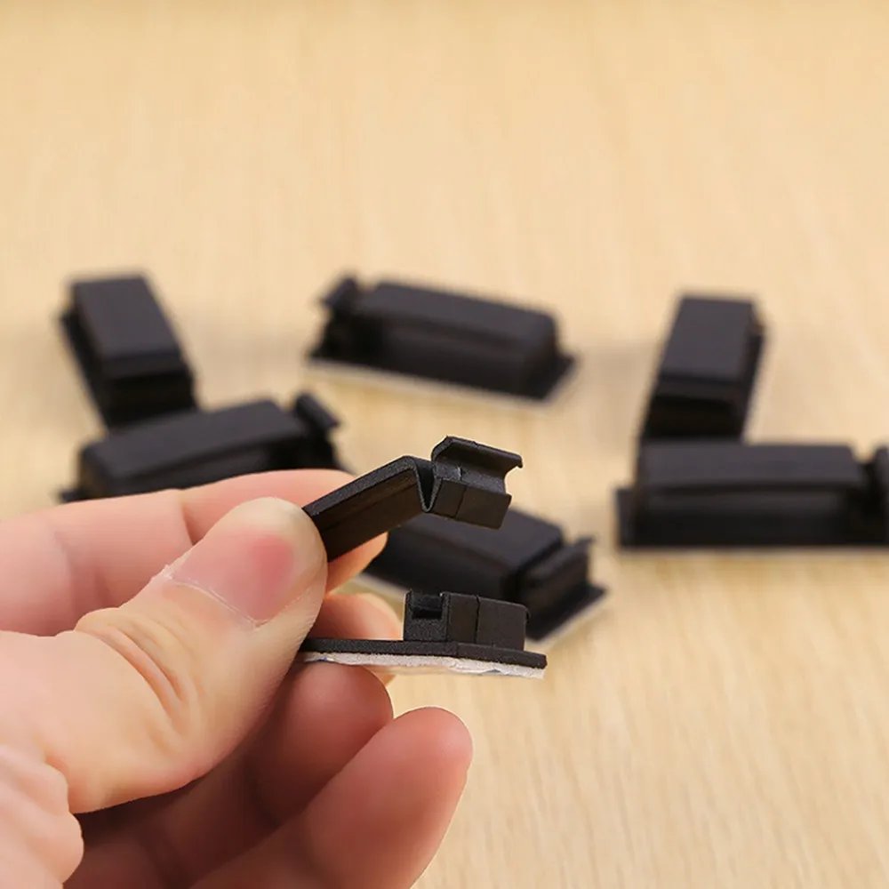 Cable Clips Self Adhesive Cord Management Black Wire Holder Organizer Clamp Self-adhesive Car Wire Clip Accessories