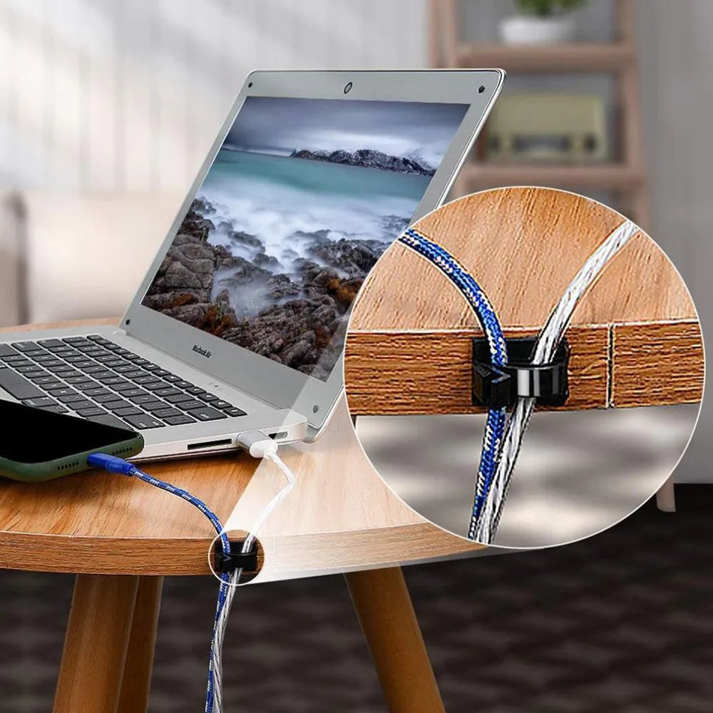 Cable Clips Self Adhesive Cord Management Black Wire Holder Organizer Clamp Self-adhesive Car Wire Clip Accessories