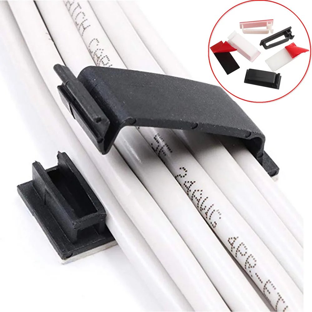 Cable Clips Self Adhesive Cord Management Black Wire Holder Organizer Clamp Self-adhesive Car Wire Clip Accessories