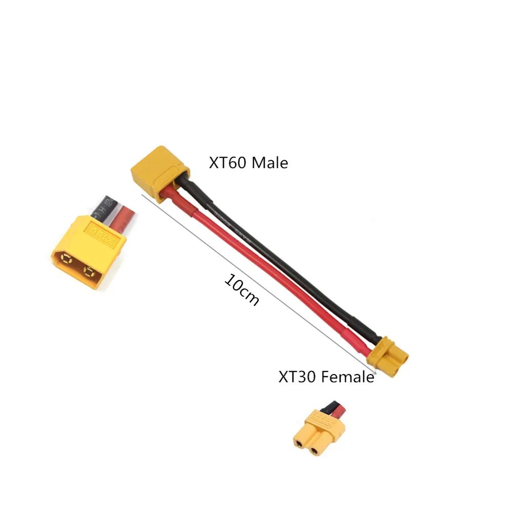 1pcs XT60 to XT30 Connector Adapter Male/Female Plug 10CM 16AWG Silicone Wire Cable for RC FPV Quadcopter CineLog35 Drone Parts