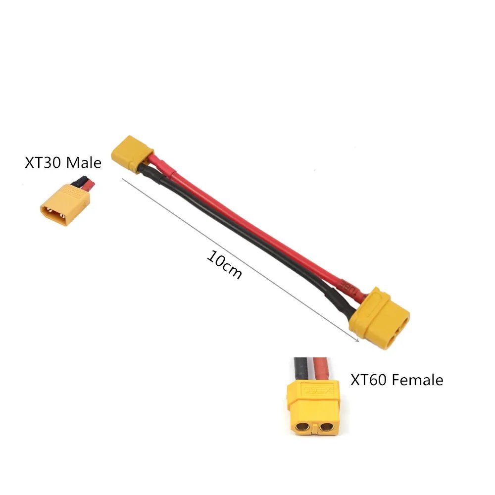 1pcs XT60 to XT30 Connector Adapter Male/Female Plug 10CM 16AWG Silicone Wire Cable for RC FPV Quadcopter CineLog35 Drone Parts