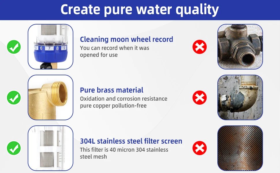Pre Filter Purifier Whole House Spin Down Sediment Water Filter Central Prefilter System Backwash Stainless Steel Mesh