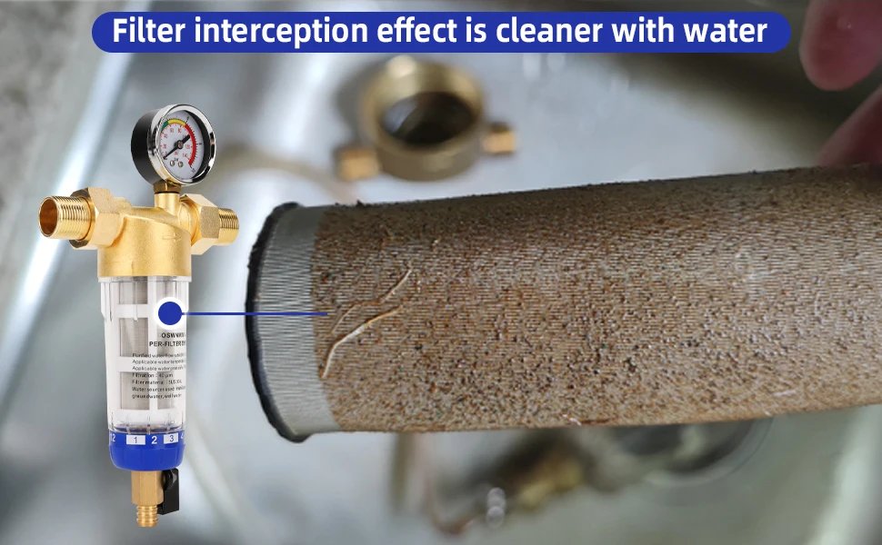 Pre Filter Purifier Whole House Spin Down Sediment Water Filter Central Prefilter System Backwash Stainless Steel Mesh