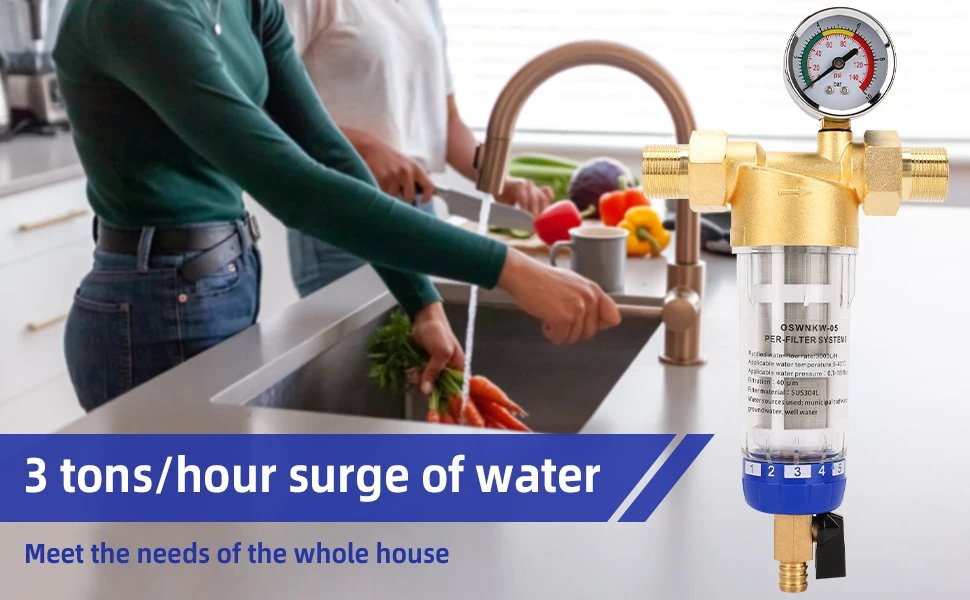 Pre Filter Purifier Whole House Spin Down Sediment Water Filter Central Prefilter System Backwash Stainless Steel Mesh