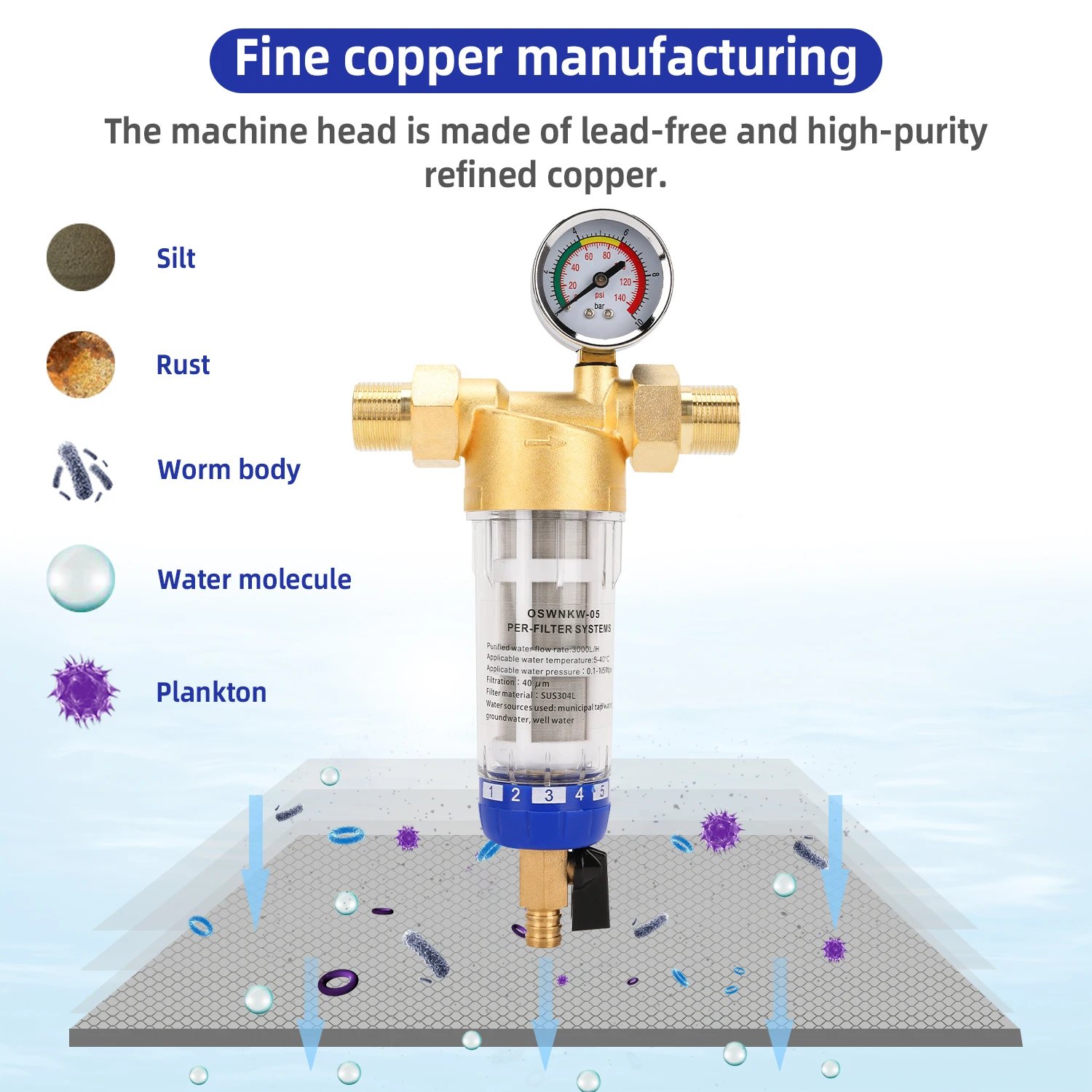 Pre Filter Purifier Whole House Spin Down Sediment Water Filter Central Prefilter System Backwash Stainless Steel Mesh Pre Filter Purifier Whole House Spin Down Sediment Water Filter Central Prefilter System Backwash Stainless Steel Mesh