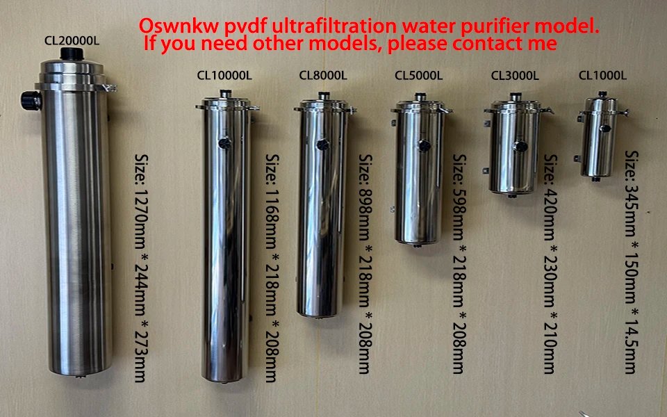 PVDF Water Purifier Whole House Ultration Water Filter 0.01um Filters 1000L/H SUS304 Drinkable Water Lasts Exceed 5 Years PVDF Water Purifier Whole House Ultration Water Filter 0.01um Filters 1000L/H SUS304 Drinkable Water Lasts Exceed 5 Years