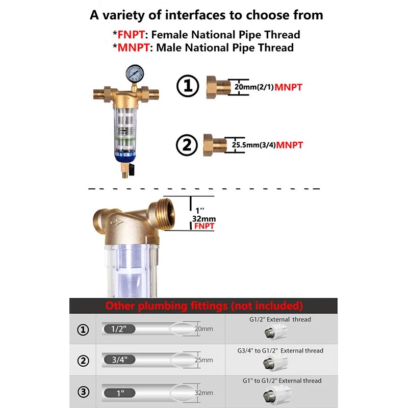 Pre Filter Backwash Stainless Steel Mesh Purifier Central Prefilter Water Filter Sediment Filtration Whole House Water Filter