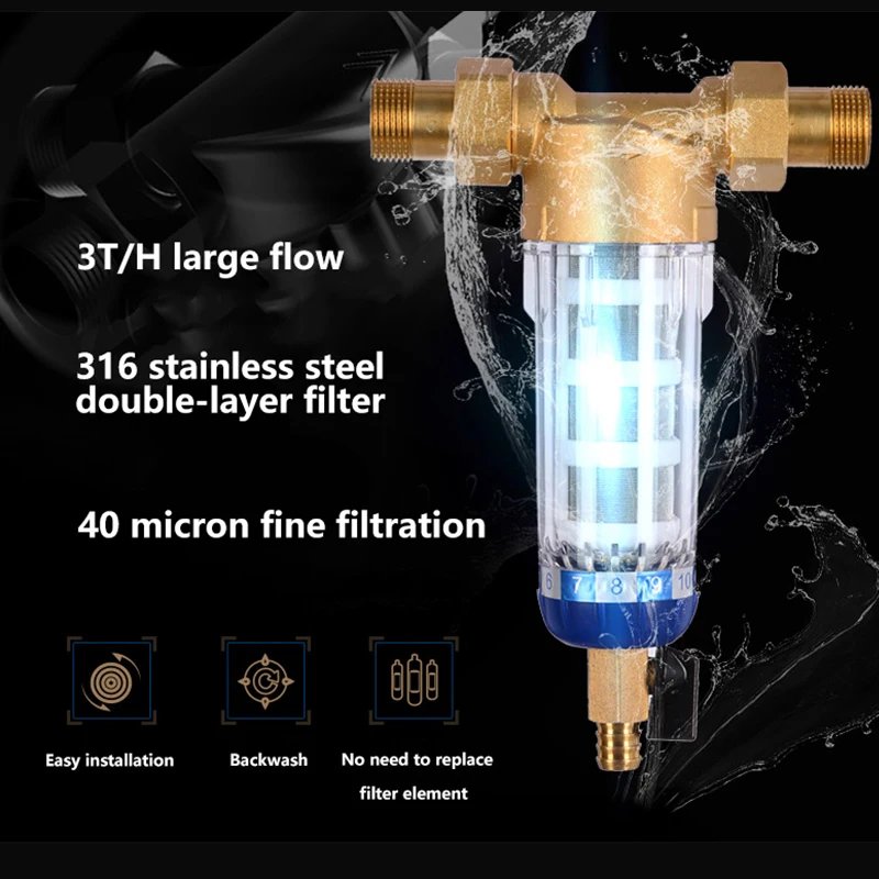 Pre Filter Backwash Stainless Steel Mesh Purifier Central Prefilter Water Filter Sediment Filtration Whole House Water Filter