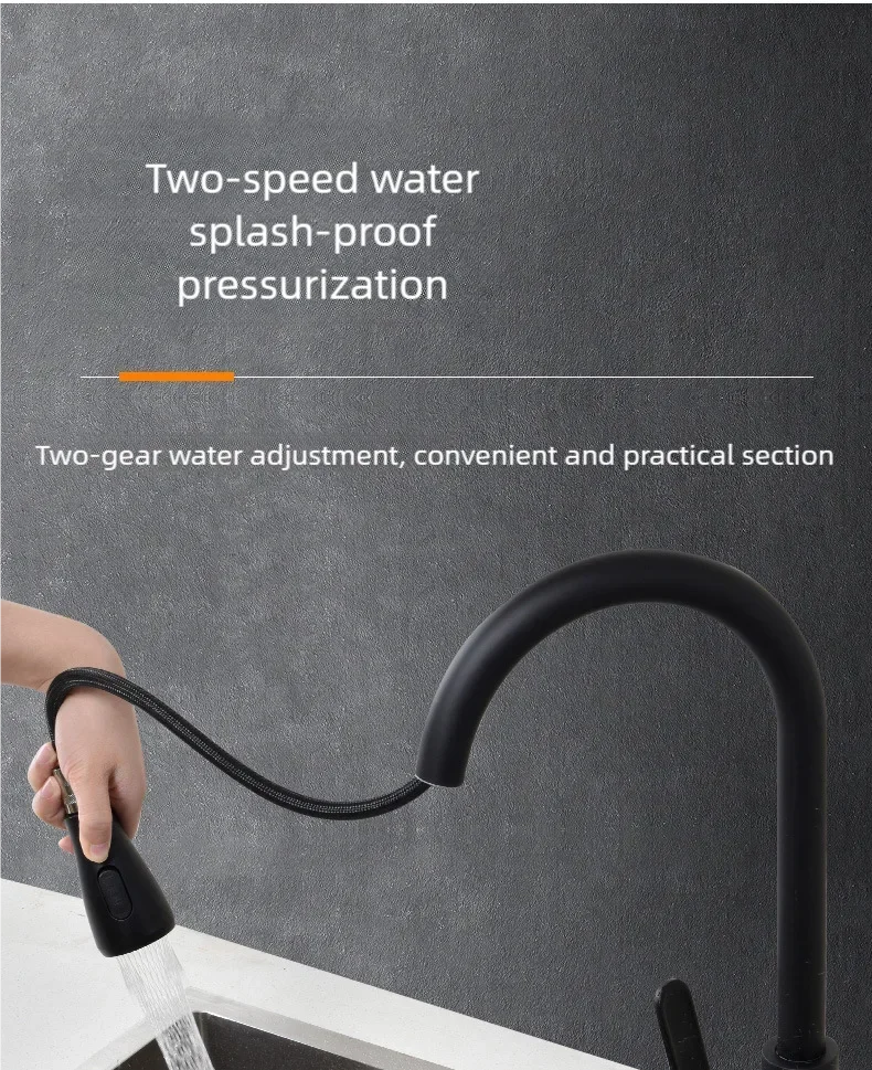 Kitchen Faucets Brushed Nickel Pull Out Kitchen Sink Water Tap Deck Mounted Mixer Stream Sprayer Head Hot Cold Taps Sliver