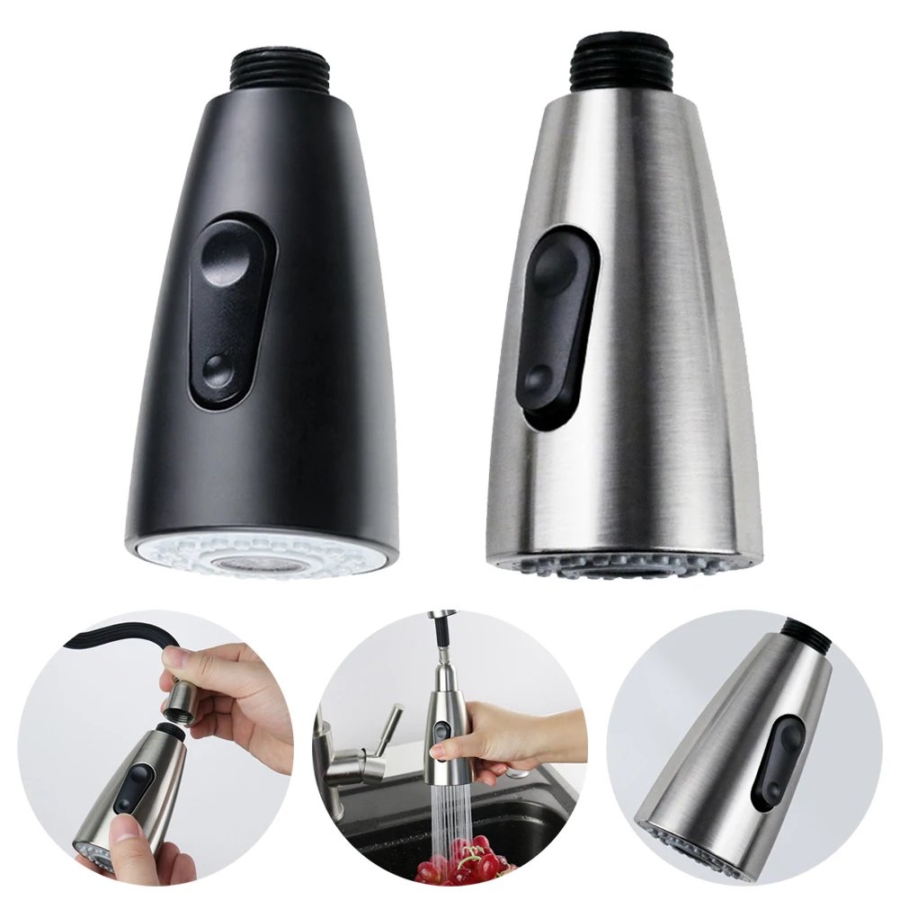 Universal Kitchen Pull Out Spray Head Replacement Sink Faucet Basin Mixer Tap ABS Brushed Black Kitchen Bathroom Accessories