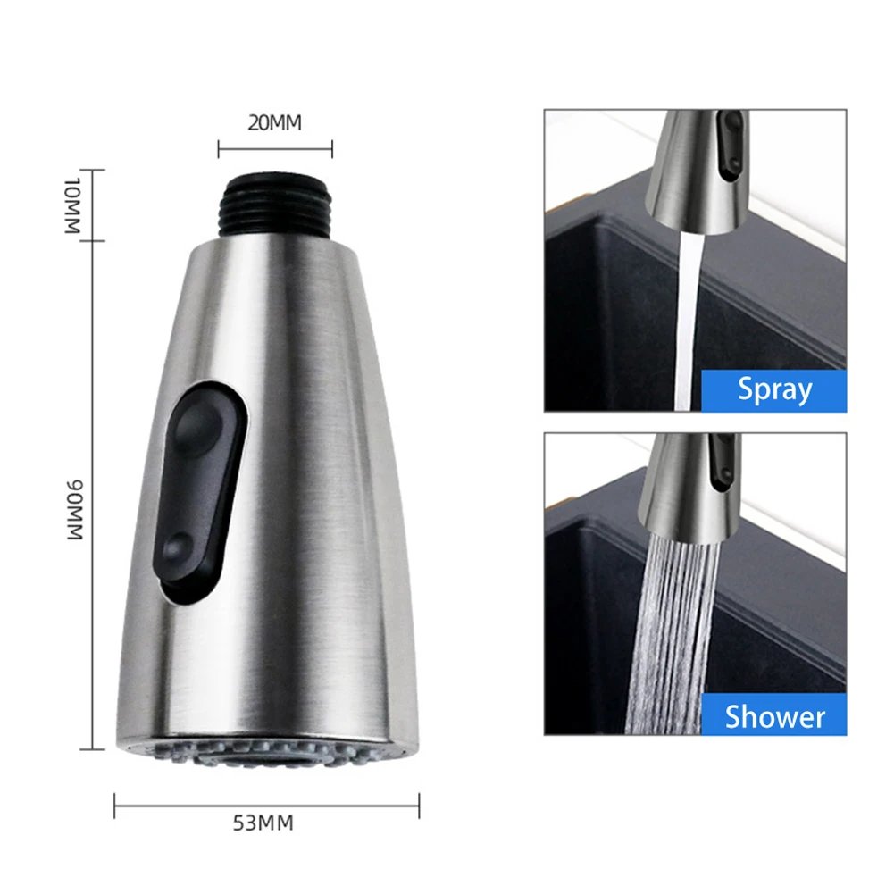 Universal Kitchen Pull Out Spray Head Replacement Sink Faucet Basin Mixer Tap ABS Brushed Black Kitchen Bathroom Accessories