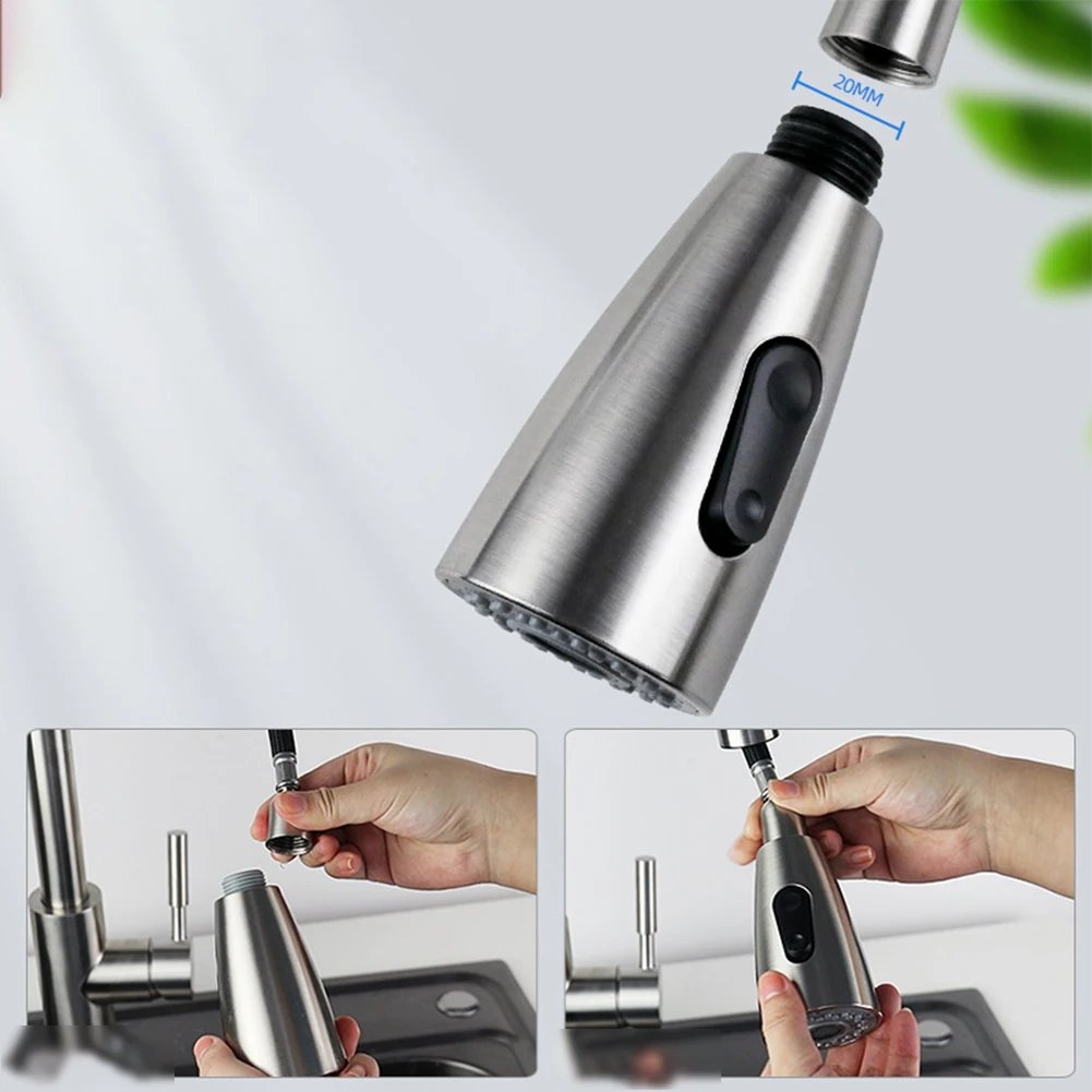 Universal Kitchen Pull Out Spray Head Replacement Sink Faucet Basin Mixer Tap ABS Brushed Black Kitchen Bathroom Accessories