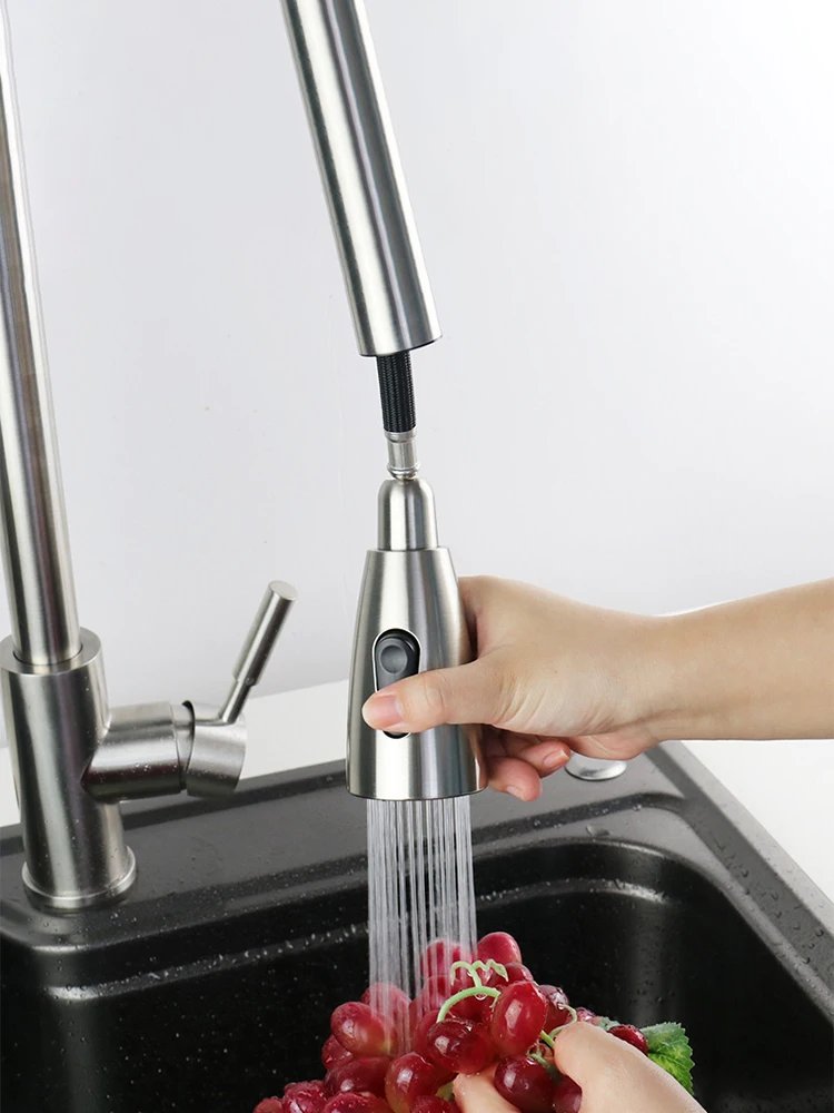 Universal Kitchen Pull Out Spray Head Replacement Sink Faucet Basin Mixer Tap ABS Brushed Black Kitchen Bathroom Accessories