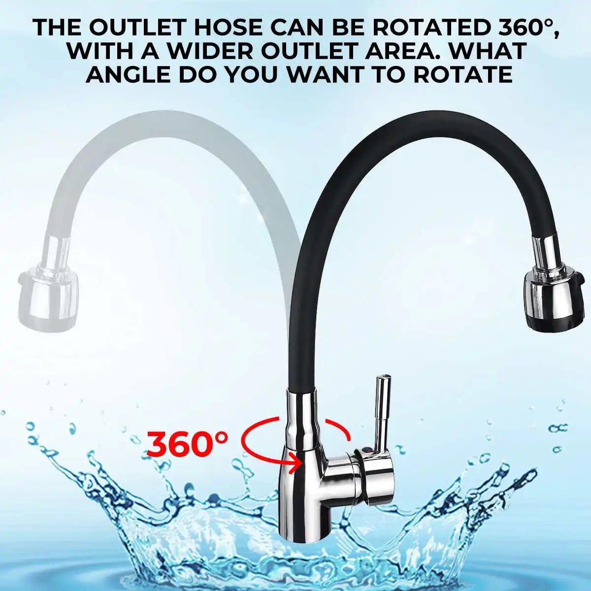 360Rotating Flexible Kitchen Basin Faucet Single Handle Polished Chrome Black Cold and Hot Water Mixer Tap Torneira Deck Mounted
