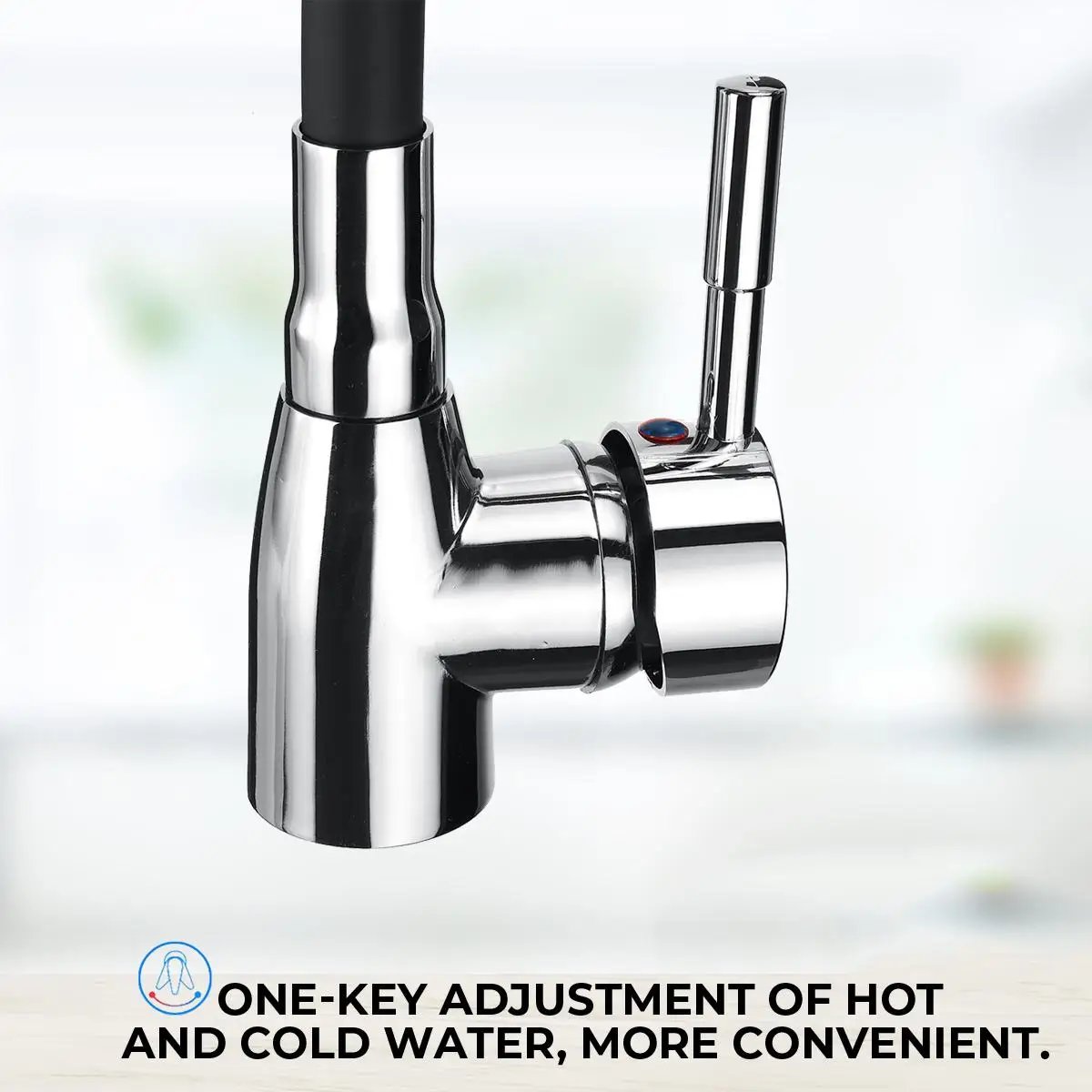 360Rotating Flexible Kitchen Basin Faucet Single Handle Polished Chrome Black Cold and Hot Water Mixer Tap Torneira Deck Mounted
