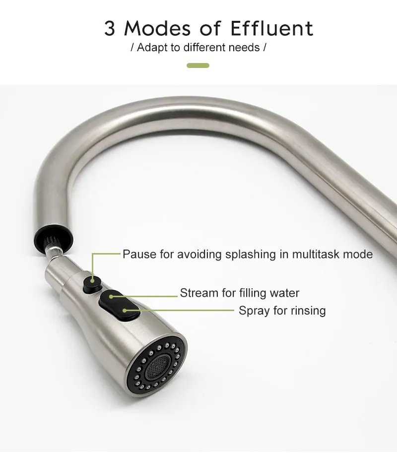 Kitchen Faucets Brushed Nickel Pull Out Kitchen Sink Water Tap Deck Mounted Mixer Stream Sprayer Head Hot Cold Taps Black Chrome