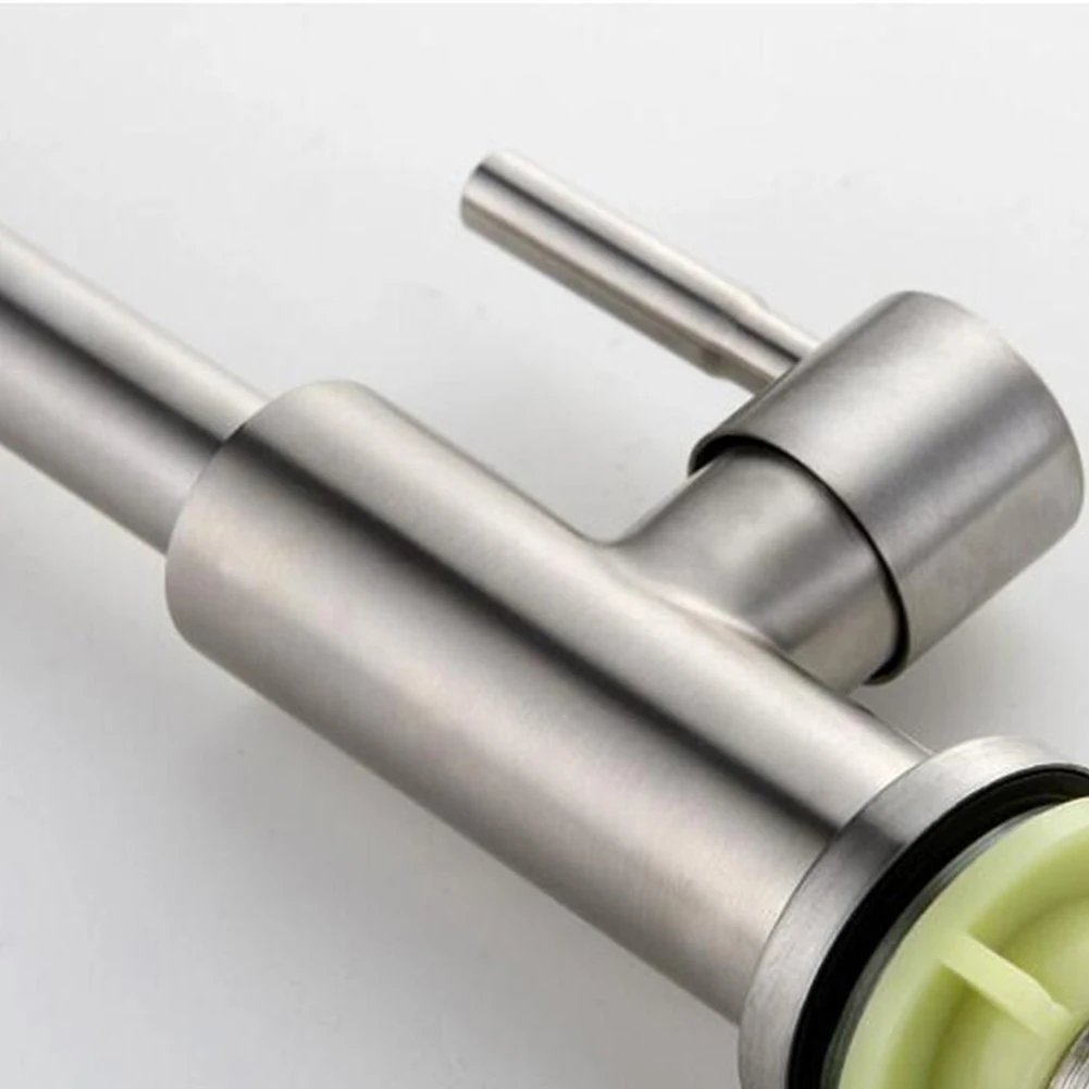 Kitchen Faucet Rotating Stainless Steel Single Lever Basin Faucet Deck Mounted Kitchen Sink Single Cold Water Tap