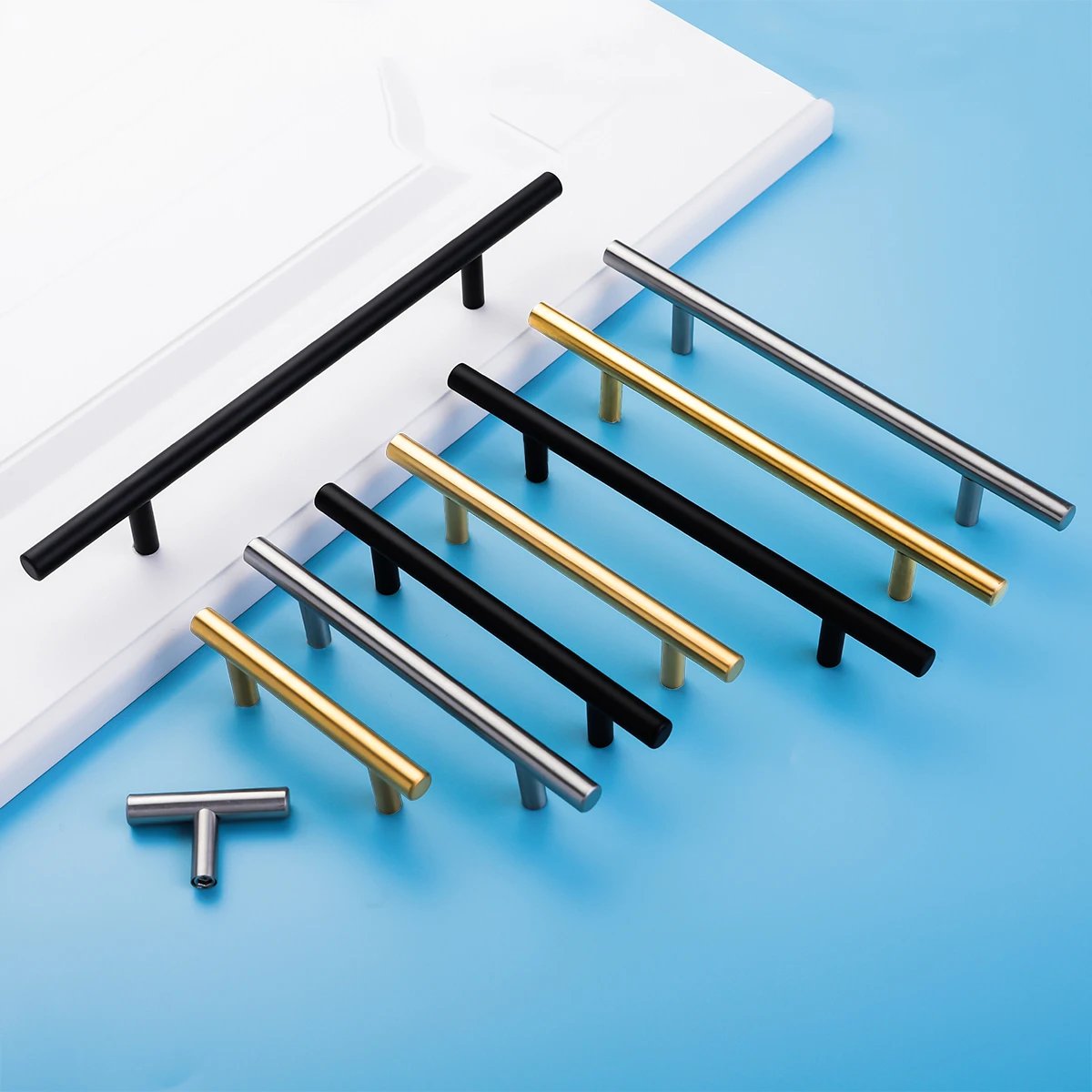 Black Golden Silver Handle Stainless Steel Kitchen Cabinet Door Knob Furniture Drawer Pull Hardware Pulls T Bar Handle Black Golden Silver Handle Stainless Steel Kitchen Cabinet Door Knob Furniture Drawer Pull Hardware Pulls T Bar Handle