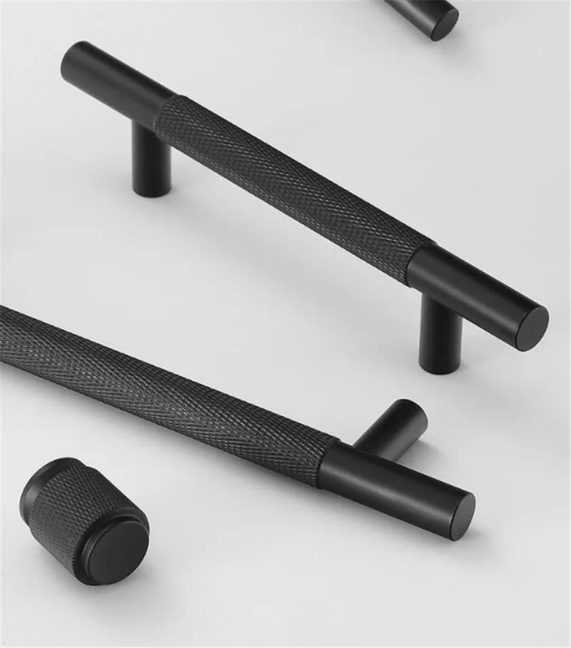 Modern Aluminum Alloy Black Gold Kitchen Cabinet Handles and Knobs Drawer Handles Wardrobe Door Pulls Furniture Hardware