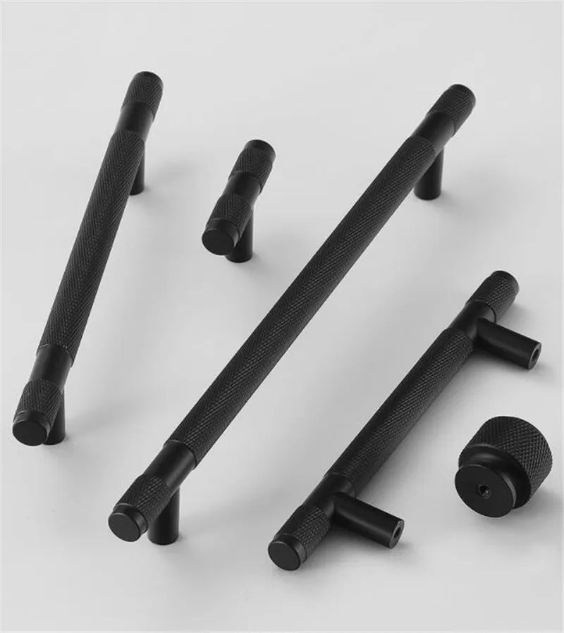 Modern Aluminum Alloy Black Gold Kitchen Cabinet Handles and Knobs Drawer Handles Wardrobe Door Pulls Furniture Hardware