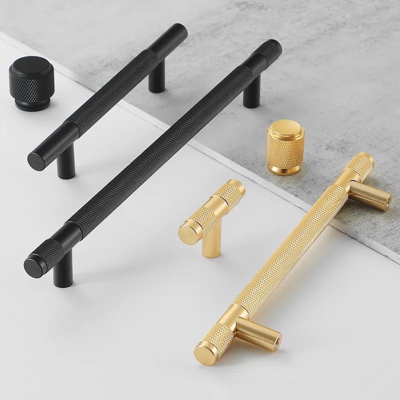 Modern Aluminum Alloy Black Gold Kitchen Cabinet Handles and Knobs Drawer Handles Wardrobe Door Pulls Furniture Hardware