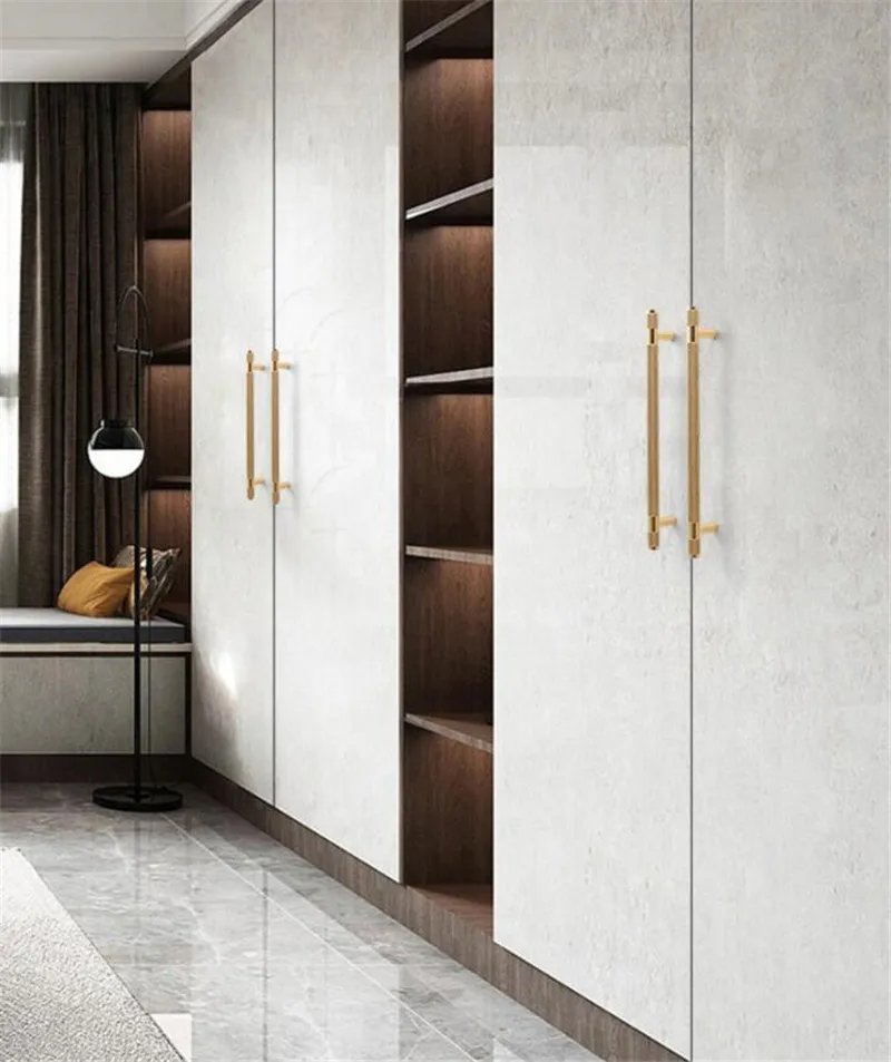 Modern Aluminum Alloy Black Gold Kitchen Cabinet Handles and Knobs Drawer Handles Wardrobe Door Pulls Furniture Hardware