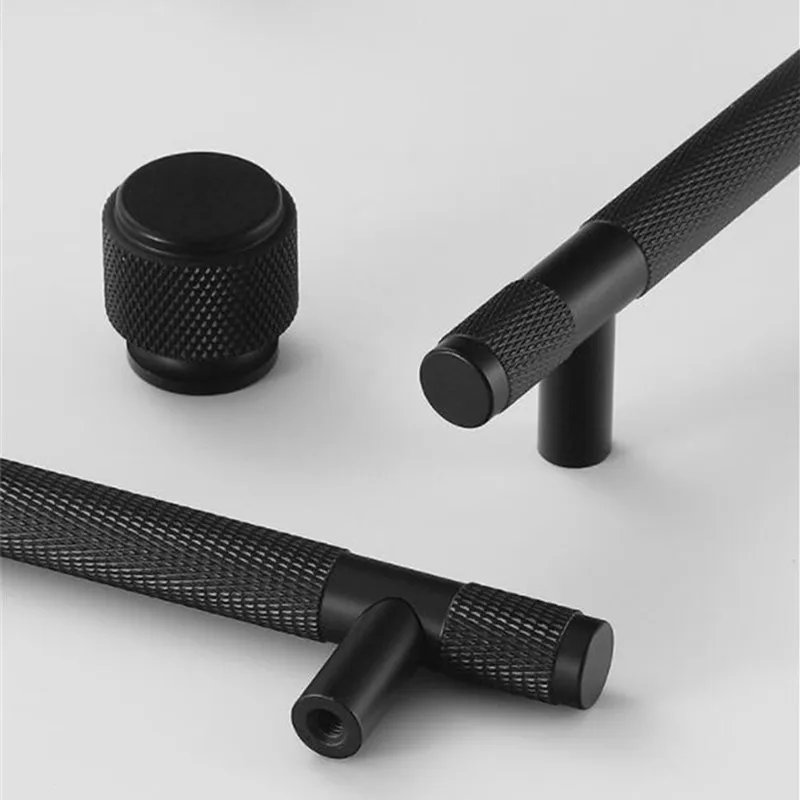 Modern Aluminum Alloy Black Gold Kitchen Cabinet Handles and Knobs Drawer Handles Wardrobe Door Pulls Furniture Hardware