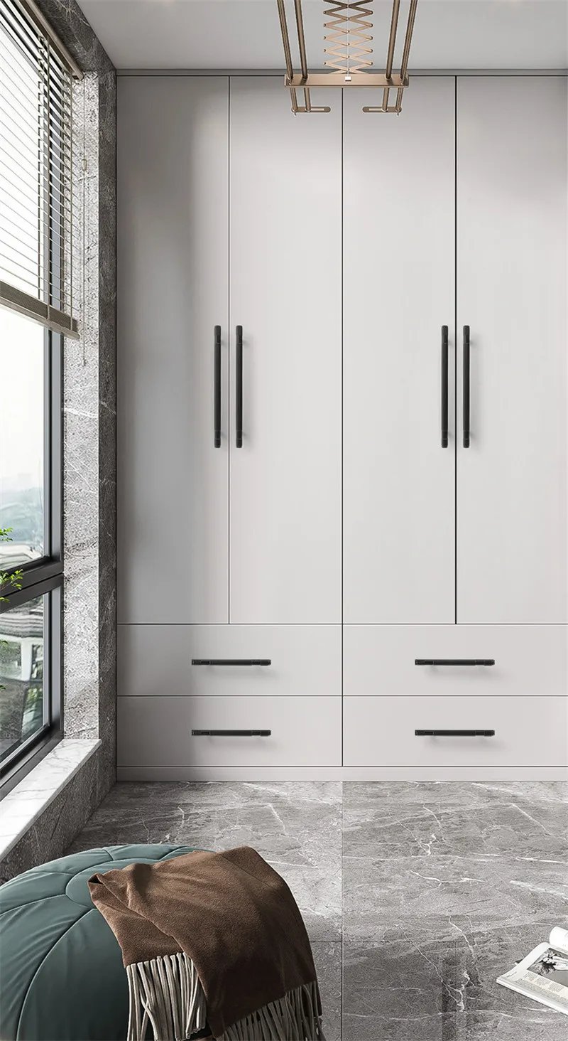 Modern Aluminum Alloy Black Gold Kitchen Cabinet Handles and Knobs Drawer Handles Wardrobe Door Pulls Furniture Hardware