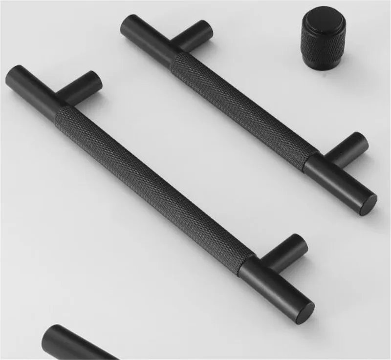 Modern Aluminum Alloy Black Gold Kitchen Cabinet Handles and Knobs Drawer Handles Wardrobe Door Pulls Furniture Hardware