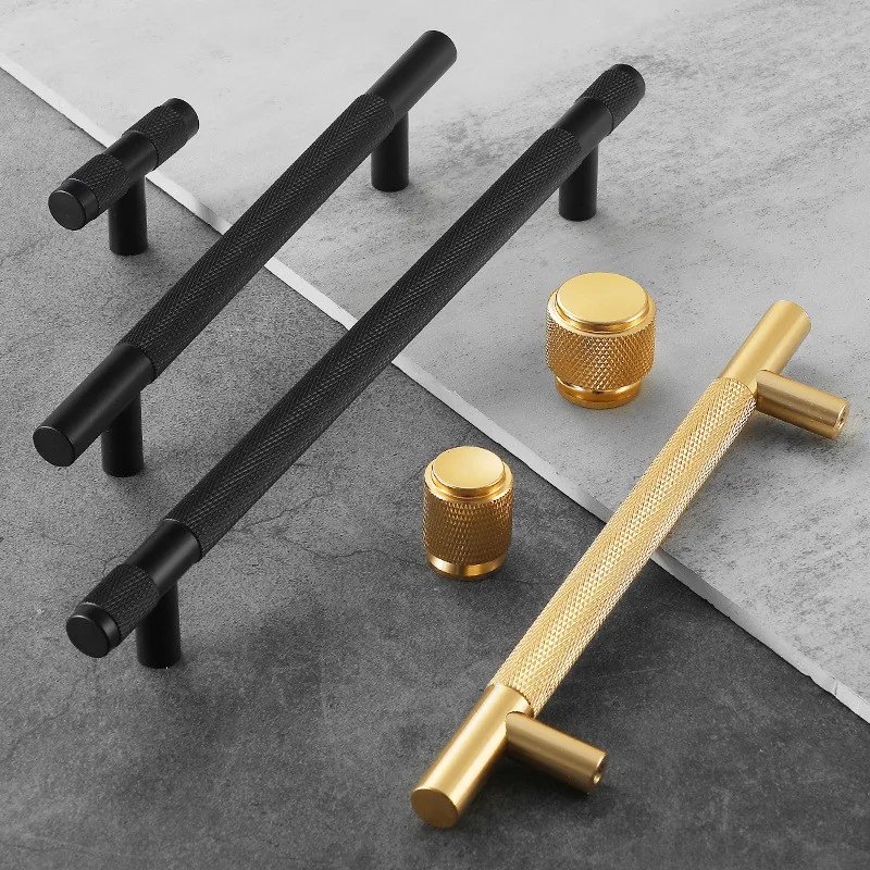 Modern Aluminum Alloy Black Gold Kitchen Cabinet Handles and Knobs Drawer Handles Wardrobe Door Pulls Furniture Hardware