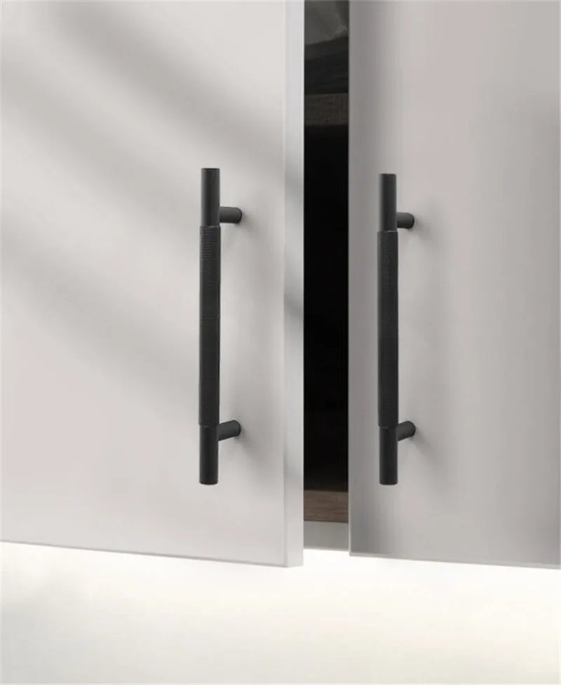 Modern Aluminum Alloy Black Gold Kitchen Cabinet Handles and Knobs Drawer Handles Wardrobe Door Pulls Furniture Hardware