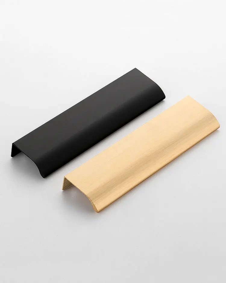 Black Hidden Cabinet Handles Aluminum Alloy Kitchen Handles Cupboard Door Pulls Drawer Knobs Long Furniture Handle Hardware