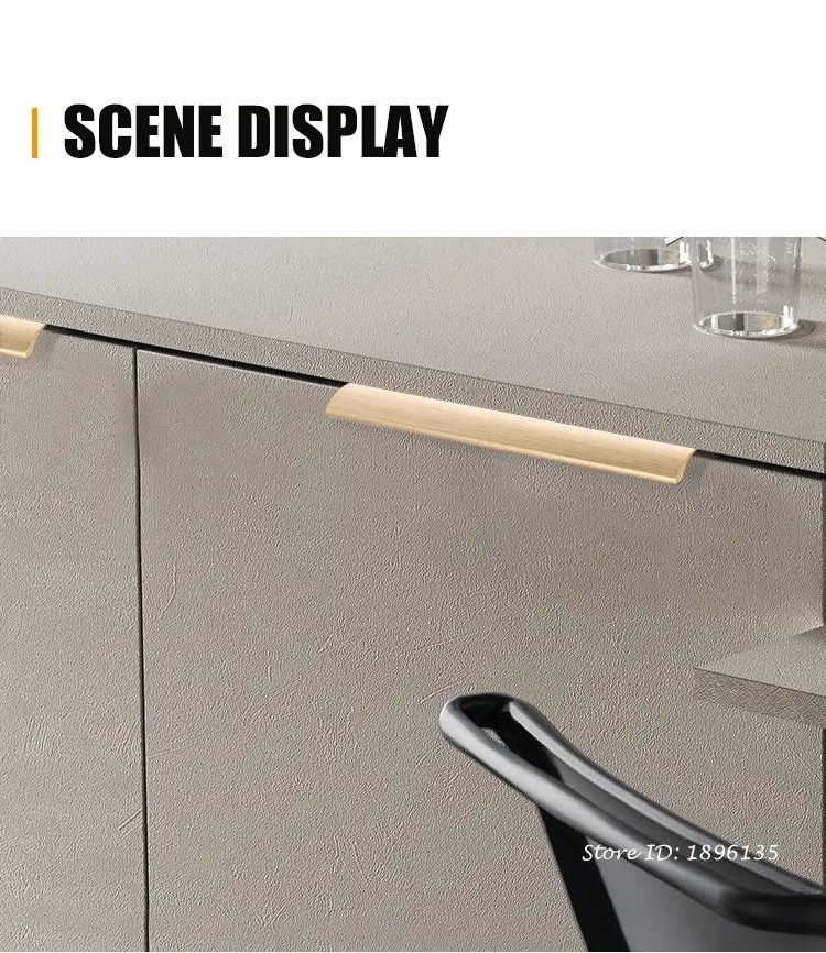 Black Hidden Cabinet Handles Aluminum Alloy Kitchen Handles Cupboard Door Pulls Drawer Knobs Long Furniture Handle Hardware