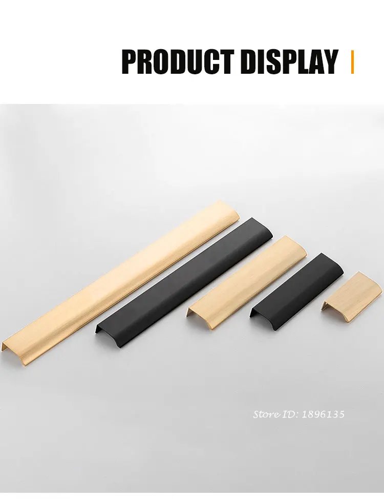 Black Hidden Cabinet Handles Aluminum Alloy Kitchen Handles Cupboard Door Pulls Drawer Knobs Long Furniture Handle Hardware