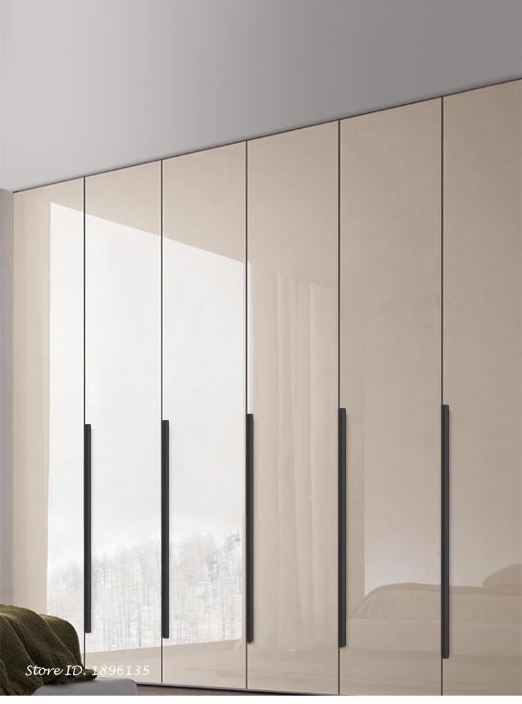 Black Hidden Cabinet Handles Aluminum Alloy Kitchen Handles Cupboard Door Pulls Drawer Knobs Long Furniture Handle Hardware