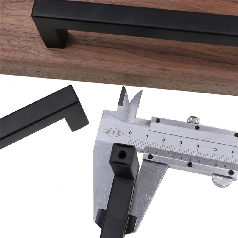 Modern Black Cabinet Handle Square Furniture Hardware Stainless Steel Kitchen Door Knobs Cupboard Wardrobe Drawer Pulls