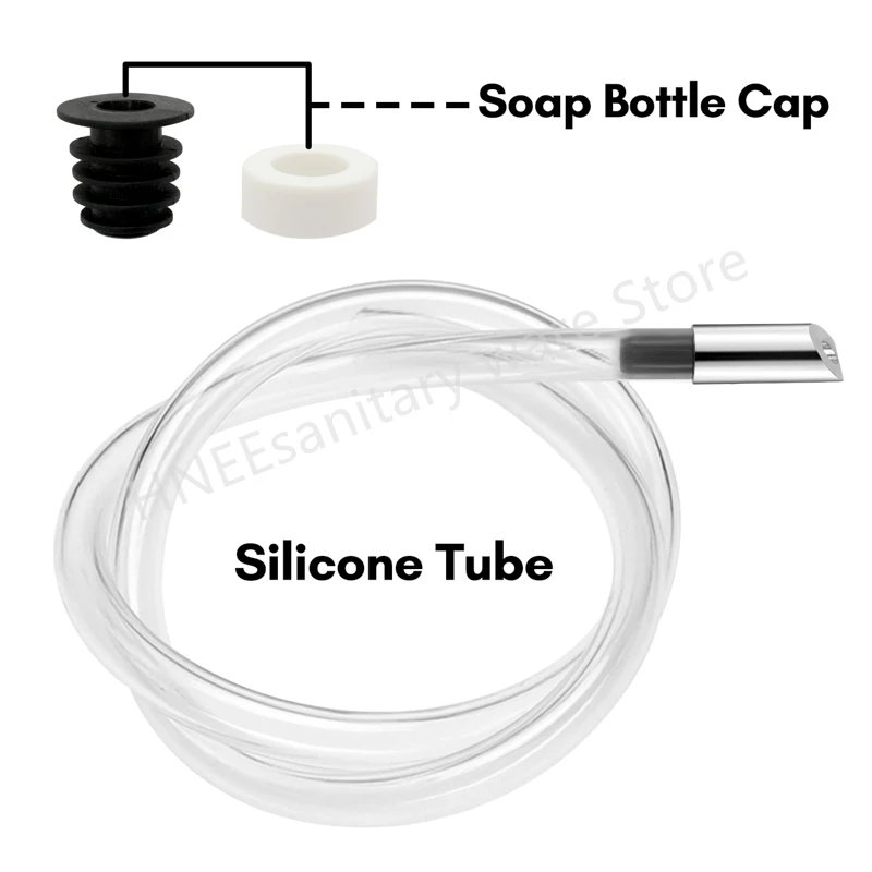 Bathroom Liquid Soap Dispenser Extension Tube Kit Stainless steel Head 1.3m Silicone Tube Kitchen Sink Pump With Check Valve