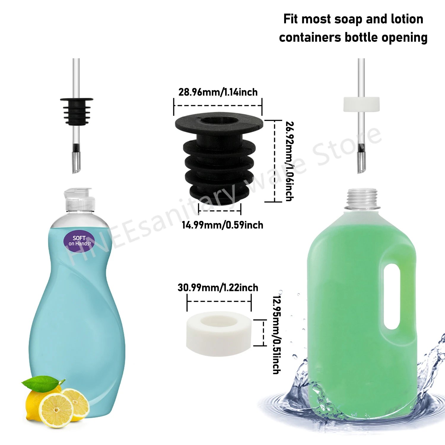 Bathroom Liquid Soap Dispenser Extension Tube Kit Stainless steel Head 1.3m Silicone Tube Kitchen Sink Pump With Check Valve