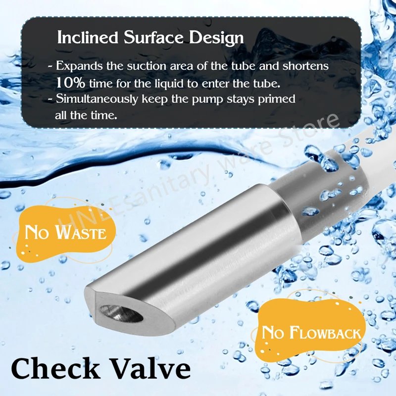 Bathroom Liquid Soap Dispenser Extension Tube Kit Stainless steel Head 1.3m Silicone Tube Kitchen Sink Pump With Check Valve