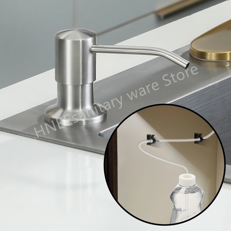 Bathroom Liquid Soap Dispenser Extension Tube Kit Stainless steel Head 1.3m Silicone Tube Kitchen Sink Pump With Check Valve