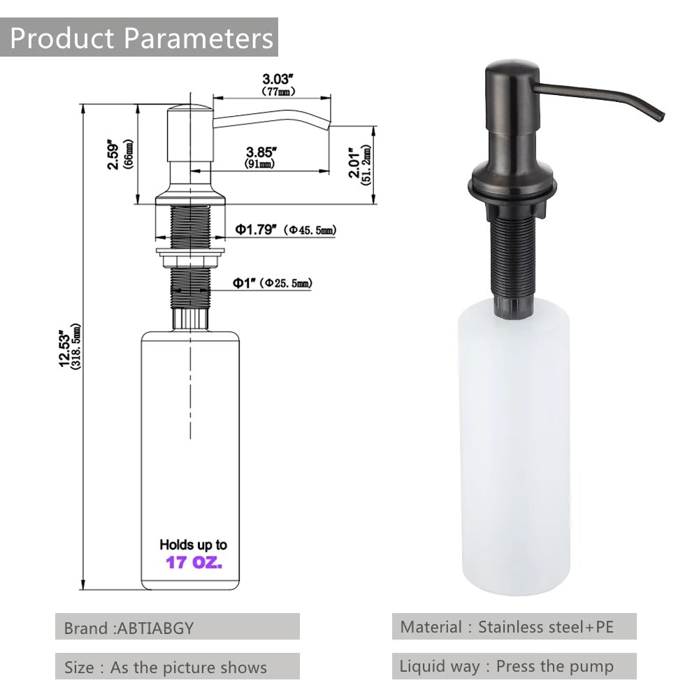 8 Colors Countertop Stainless Steel Kitchen Sink Brushed Gold Liquid Soap Dispenser Large Capacity Liquid Detergent Pump Bottle